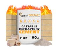 Girtech FireCast Castable Refractory Cement Mix 3110 Degree Fahrenheit 20 Lbs High Temperature Heat Resistant Fireproof Mortar Build Repair Pizza Oven Fire Places Forge Kiln Stove
