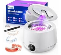 Gisaae Ultrasonic Retainer Cleaner Machine for Dentures, 45kHz Ultrasonic Dental Cleaner U-V Light for All Dental Appliances, Jewelry, Diamonds