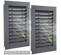 Gisafai 2 Pcs 12" x 18" Gable Vent Aluminum Alloy Wall Vents Shed Attic Window with Screen Return Air Grill with Screws, for Ventilation Exterior Doors Wall House (Gray)