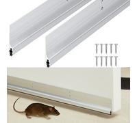 Gisafai 2 Pcs 36 Inches Metal Door Draft Stopper, Door Sweep, Mouse Stopper, Mice Seal Strip, Aluminum, Noise Blocker, Keep Rodents and Pests Out, Enhanced Weather Sealing, Easy to Install, Silver