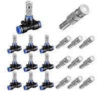 Gisafai 20 Pcs Misting Nozzles Include 1/4" Water Misting Nozzle Tees, 6mm Brass Nozzles 1/4" Connect Fitting Air Hose Sprayer for Outdoor Spray Cooling System(Three Section)