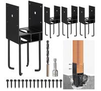 Gisafai 4 Pcs 6x6 Post Anchor Base Kit, Heavy Duty Adjustable Brackets for 5.5x5.5 Inch Wood Posts, Black Coated Steel Pergola, Deck, Fence & Pavilion Post Supports with Hardware
