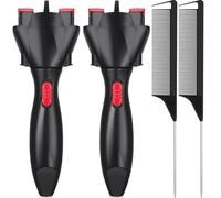 Gisafai 4 Pcs Automatic Hair Braider and Rat Tail Combs Set Auto Hair Twister Automatic Hair Braiding Machine DIY Hair Styling Tools for Women Girls, Black