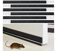 Gisafai 6 Pcs 36'' Metal Door Draft Stopper, Aluminum Door Sweep Mouse Stopper Mice Seal Strip, Noise Blocker Sweep for Keep Rodents Pests Out, Enhanced Weather Sealing, Easy to Install (Black)