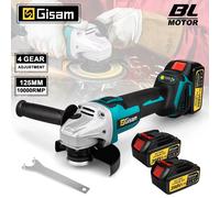 Gisam 125MM Brushless Electric Angle Grinder Variable Speed M14 Cutting Machine Woodworking Tool for Makita 18v Battery Pin No Battery No Plug