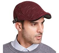 Gisdanchz Boston Scally Cap for Men Mens Plaid Newsboy Cap Flat Tweed Winter Mens Newsy Newsies Hat Jeff Ivy Irish Gatsby Hats for Men Wool XL Newsboy Hats British Hat Beret Burgundy