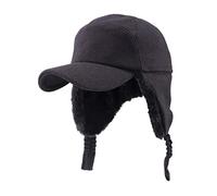 Gisdanchz Winter Cap with Ears Woolen Hat Men Visors Black Sport Winter Fashion Baseball Cap Warm Men Snow Trapper Hunting Wool Baseball Hat Woolen Caps Black