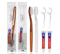 Gisdo 10pcs Disposable Toothbrushes with Toothpaste Floss Individually Wrapped, 2 Color Disposable Toothbrush Bulk, 10g Toothpaste, Dental Floss Pick for Homeless,Airbnb,Hotel,Guest