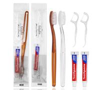 Gisdo 30pcs Disposable Toothbrushes with Toothpaste Floss Individually Wrapped, 2 Color Disposable Toothbrush Bulk, 10g Toothpaste, Dental Floss Pick for Homeless,Airbnb,Hotel,Guest