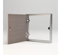 GISE Outdoor Wall Flush Door - Hinged Masonry Inspection Trap with Varnishable Aluminium Frame and Marine Okumé Door 16 mm