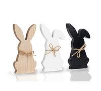 GISELA D Easter Bunny Decorations for The Home, 3 pcs Easter Bunny Wooden Table Centerpiece Signs Easter Decor Rustic Tiered Tray Decor Farmhouse Decor for Easter Gifts
