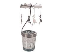GISELA D Metal Rotating Candlestick Holder with Glass Candlestick DIY Rotating Tea Light Holder for Home Festival Indoor Outdoor Party Favors (Silver, Flamingo)