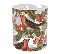 Gisela Graham 10 Centimetre Glass Night Light Candle Holder Pot Robin Small