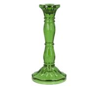 Gisela Graham 10cm Green Glass Moulded Candlestick