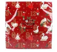 Gisela Graham 12 Days of Christmas Napkins, Pack of 20, Red and Gold Paper