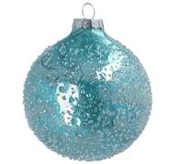 Gisela Graham 12 x Turq/Soap Bubble Embossed Glass Ball