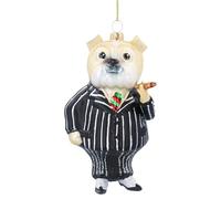 Gisela Graham 14cm Glass Winston Churchill Bulldog Decoration