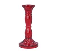 Gisela Graham 15cm Red Glass Moulded Candlestick