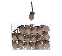 Gisela Graham 18 Wood and Glitter Acorn Hanging Tree Decoration Ornament - Gold