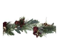 Gisela Graham 180cm Mixed Green Leaf & Red Rose Garland