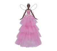 Gisela Graham 18cm Black Skinned Fairy Tree Topper | Pink Dress