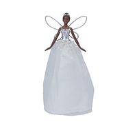 Gisela Graham 18cm Black Skinned Fairy Tree Topper | White Dress