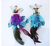 Gisela Graham 20 Centimetre Peacock Fairy with Feather Tail Hanging Decoration 2 Assorted Designs