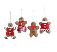 Gisela Graham 4 X Large 11cm fabric Gingerbread Men Hanging Christmas Tree Decorations