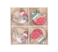 Gisela Graham 5cm Wooden Robin Ornaments (Box of 8) - Brown, Whimsical, Festive - Christmas