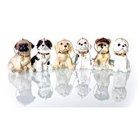 Gisela Graham 6 Resin Christmas Puppies Decorations 6.5cm - Set of 6