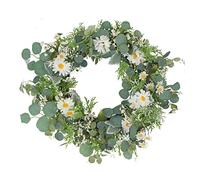 Gisela Graham 60cm Artificial White Daisy & Eucalyptus Wreath, Multicolor