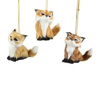 Gisela Graham 8 Centimeter Soft Fur Fox Set of 3 Assorted