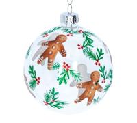 Gisela Graham 8cm Clear Glass Gingerbread Design Bauble | Hanging Decoration