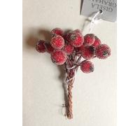 Gisela Graham 8cm Frosted Red Berry Bunch Pick