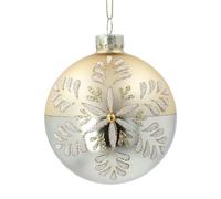 Gisela Graham 8cm Glass Matt Gold Bead Snowflake Bauble