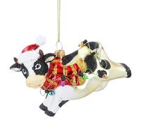 Gisela Graham 8x13cm Glass Jumping Cow Decoration