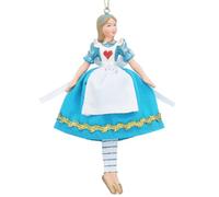 Gisela Graham Alice in Wonderland Christmas Tree Decoration, Blue Dress with Heart Design, 11cm