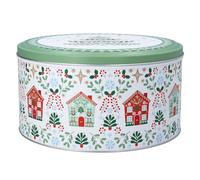 Gisela Graham Alpine Houses Metal Christmas Cake Storage Tin, Round, 23cm