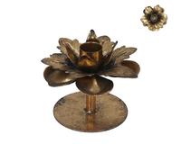 Gisela Graham Antique Gold Flower Metal Candlestick