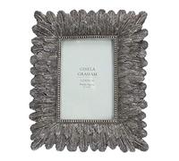 Gisela Graham antique silver resin feather design picture frame 4 x 6 inches