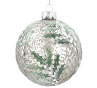 Gisela Graham Antique White Bauble with Holly and Berries