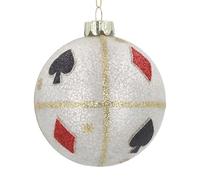 Gisela Graham Antique White Playing Card Motif Glass Ball Decoration