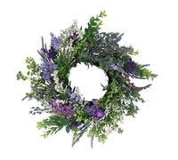 Gisela Graham Artificial Decorative Wreath, Purple and White Flowers, 43cm