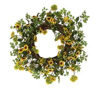 Gisela Graham Artificial Door Wreath, Mini Sunflowers, 44cm, Decorative, Spring