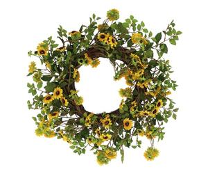 Gisela Graham Artificial Door Wreath, Mini Sunflowers, 44cm, Decorative, Spring