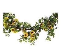 Gisela Graham Artificial Mini Sunflower Floral Garland, 1.8m, Decorative, Green and Yellow