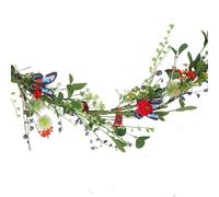 Gisela Graham Artificial Spring Floral Garland, Red and Green, 1.3m, Bright Meadow Design