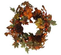 Gisela Graham Autumn Door Wreath,55cm, Artificial Pumpkin and Pine Cone Design