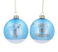 Gisela Graham Baby's 1st Christmas Bauble, Penguin, 8cm (Blue)