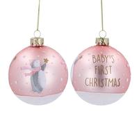 Gisela Graham Baby's 1st Christmas Bauble, Penguin, 8cm (Pink)